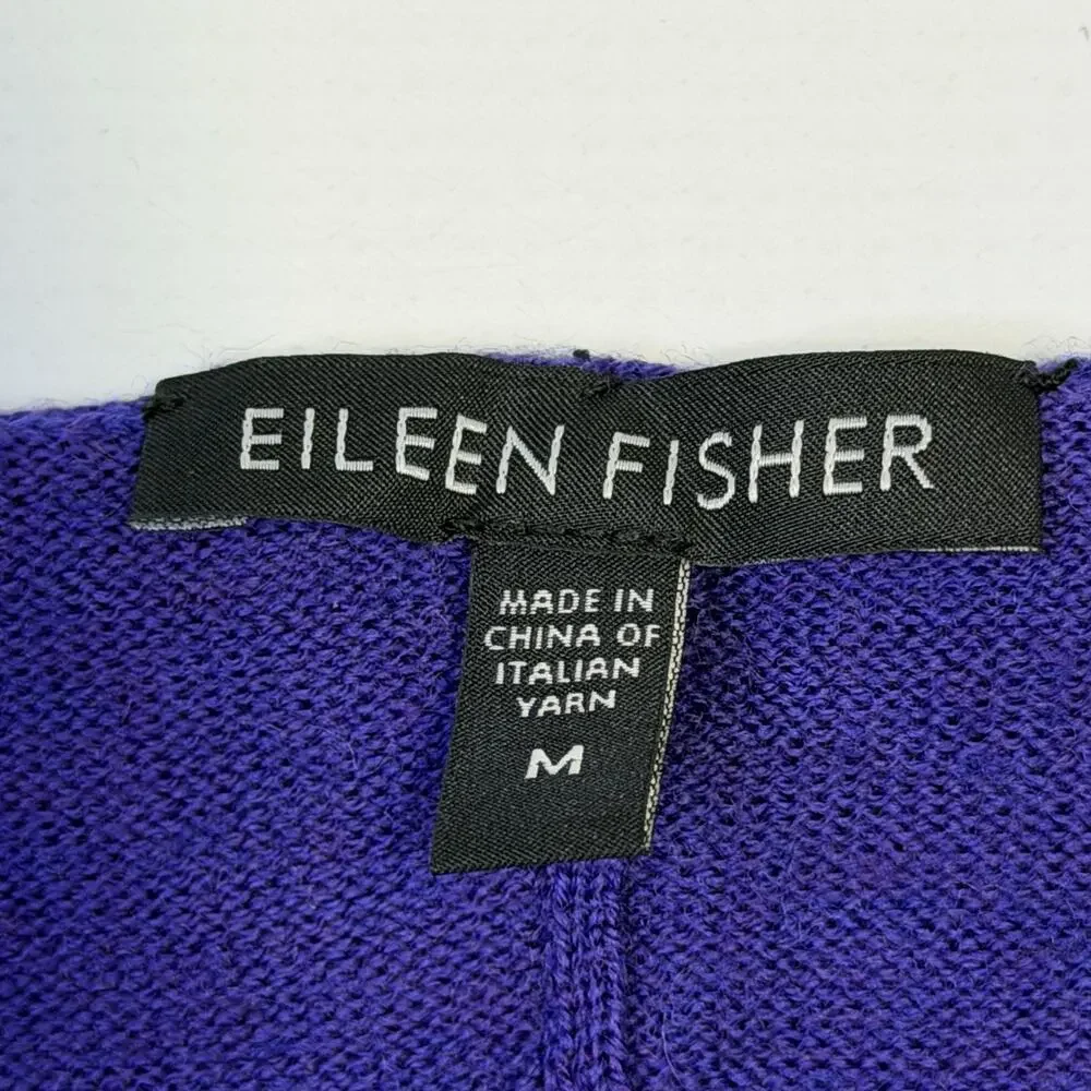 Eileen Fisher Sweater Womens Medium Purple Merino Wool Boat Neck Knit Tunic